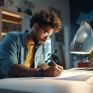 Young African-American SEO web designer working on a project to create a website